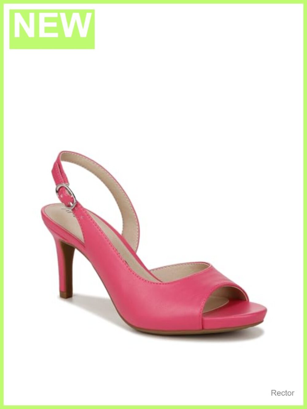 LifeStride Teller 2 Slingback Pump Stiletto Heel Open Toe Adjustable Buckle PU